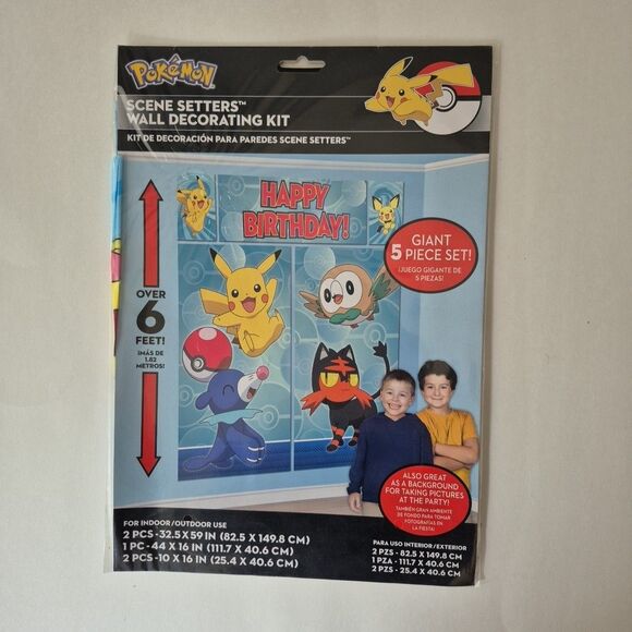 Pokemon Happy Birthday Giant Scene Setters Wall Decorating Kit Set of 2 NEW - Picture 6 of 7